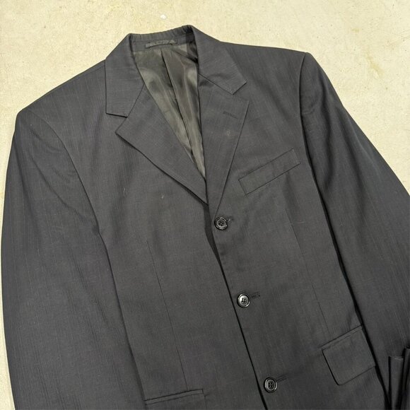 Joseph & Feiss International Suit 2pc Pinstripe Black 38R 32x28 - Picture 3 of 12